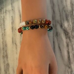 Beaded Bracelets Set Lucky & Wealth Bohemian Style 2 Bracelets
